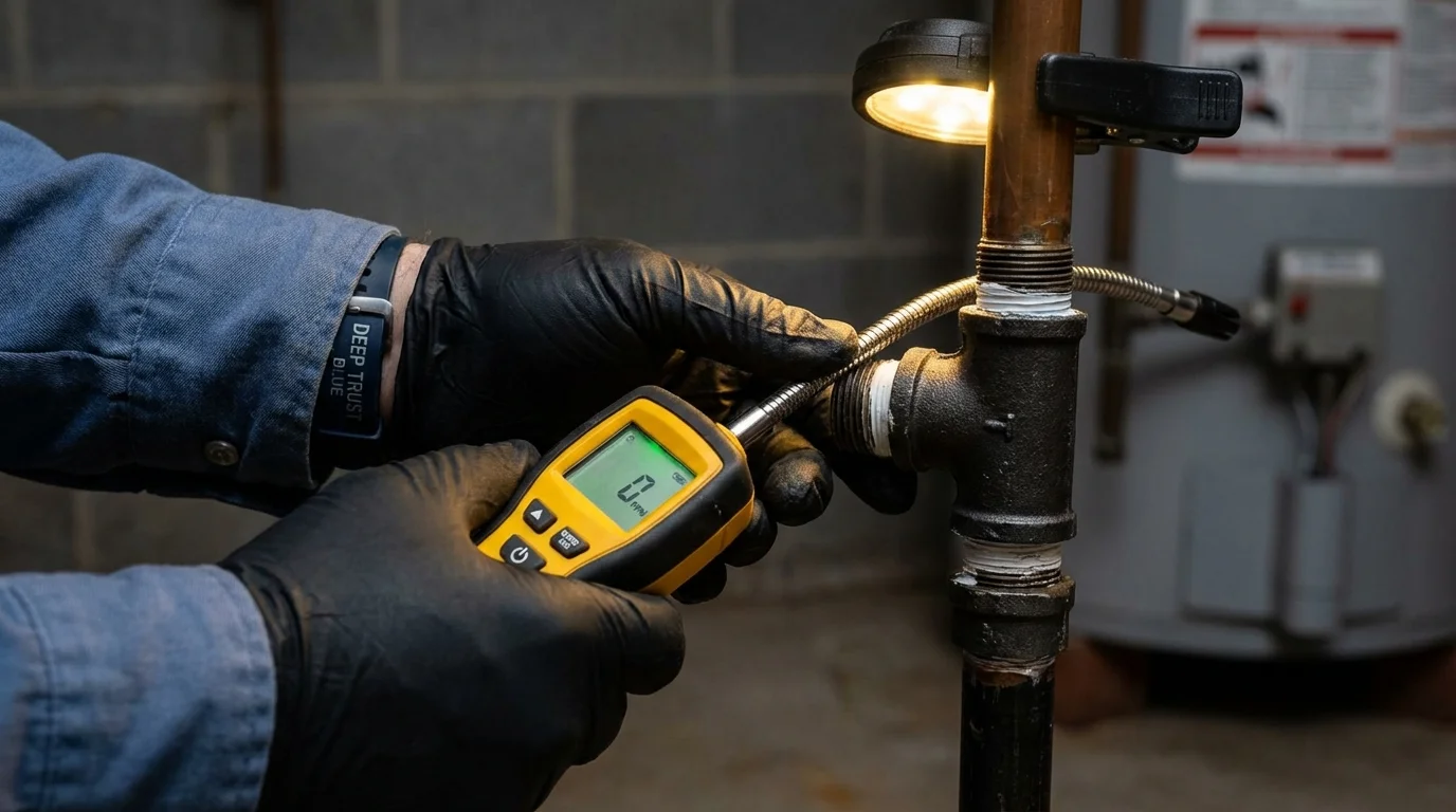 Gas leak detection with electronic sniffer by Johns Plumbing LLC in West Columbia