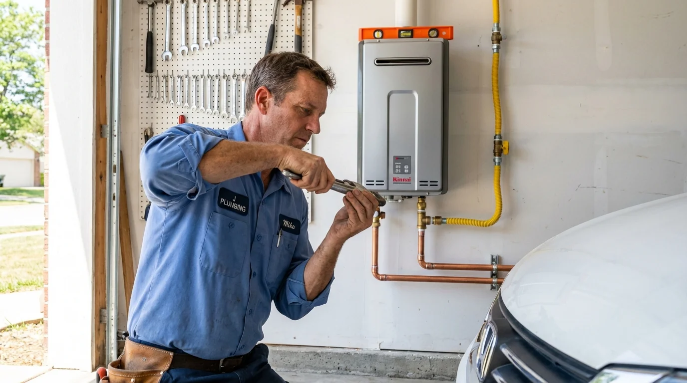 Tankless water heater installation by a Johns Plumbing LLC plumber in West Columbia